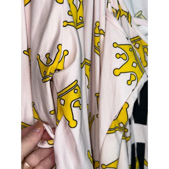 Mentally Exhausted 'Nap Queen' Pink Crown Sleep Pajama Shirt + Robe Size Large - Picture 6 of 7
